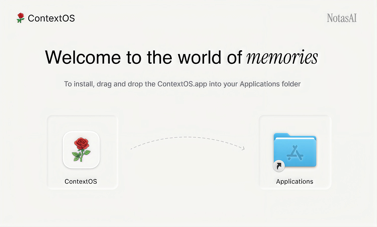 The Esment disk image window, with the app icon being dragged onto the Applications folder